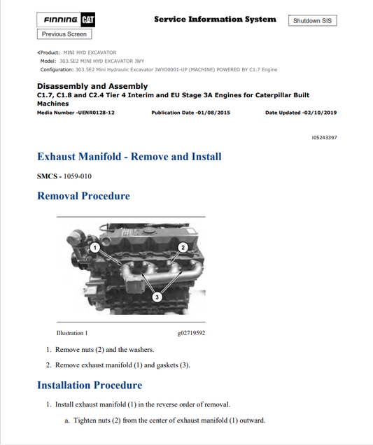 Caterpillar Cat 303.5E2 Mini HYD Excavator Service and Repair Manual PDF | S/N JWY