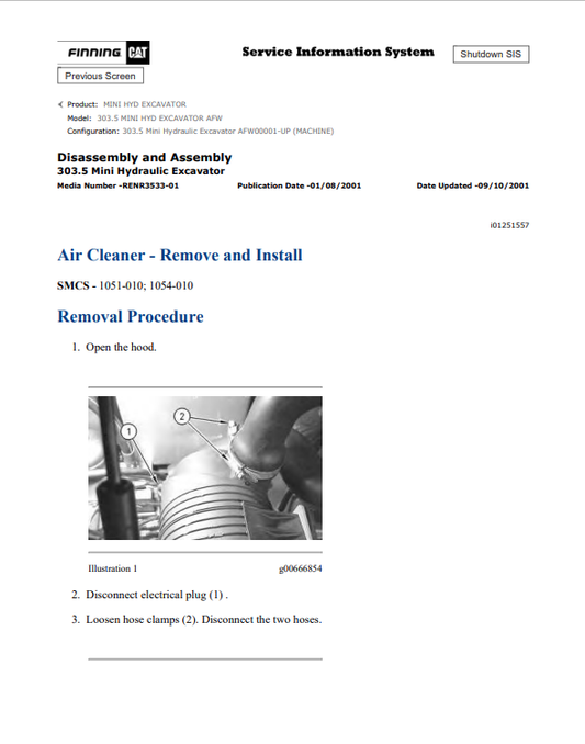 Caterpillar Cat 303.5 Mini HYD Excavator Service and Repair Manual PDF | S/N AFW