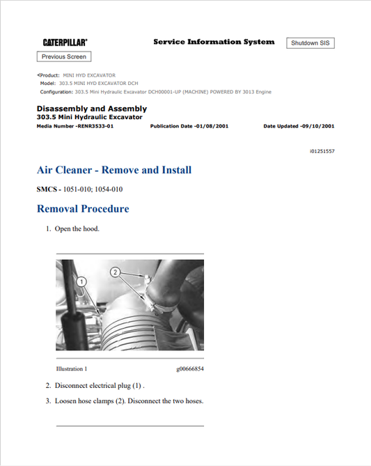 Caterpillar Cat 303.5 Mini HYD Excavator Service and Repair Manual PDF | S/N DCH