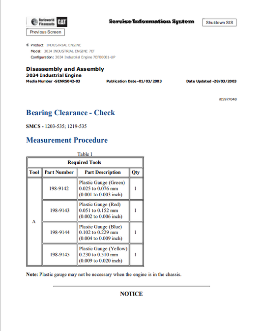 Caterpillar Cat 3034 Industrial Engine Service and Repair Manual PDF | S/N 7EF