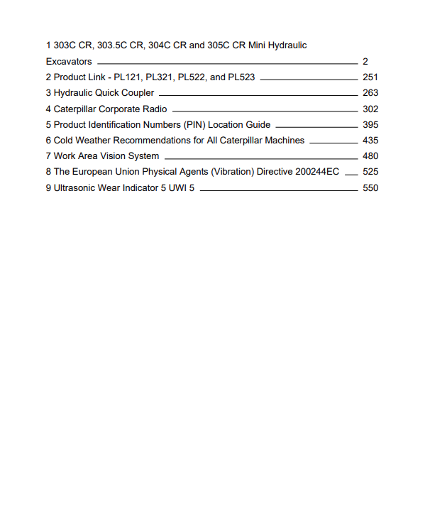 Caterpillar Cat 303C CR Mini HYD Excavator Operation and Maintenance Manual PDF | S/N BXT