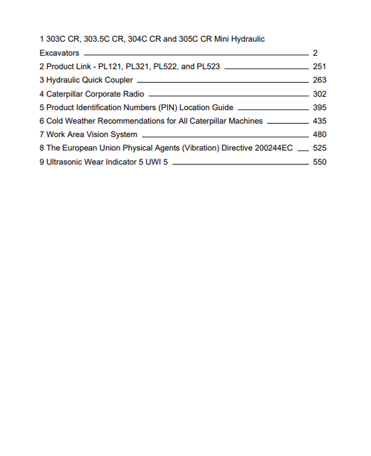 Caterpillar Cat 303C CR Mini HYD Excavator Operation and Maintenance Manual PDF | S/N BXT