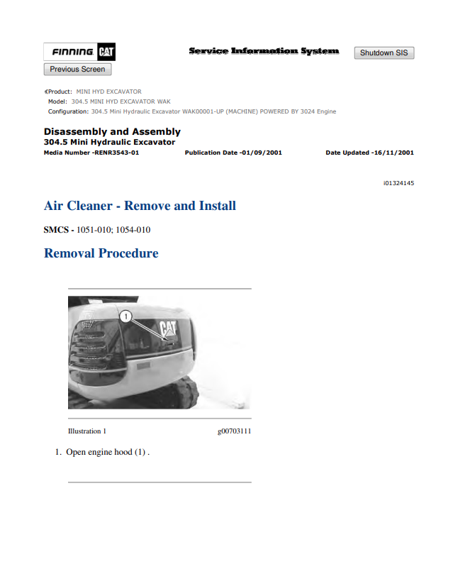 Caterpillar Cat 304.5 Mini HYD Excavator Service and Repair Manual PDF | S/N WAK