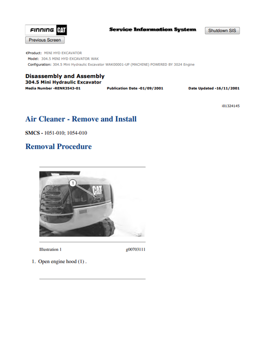 Caterpillar Cat 304.5 Mini HYD Excavator Service and Repair Manual PDF | S/N WAK