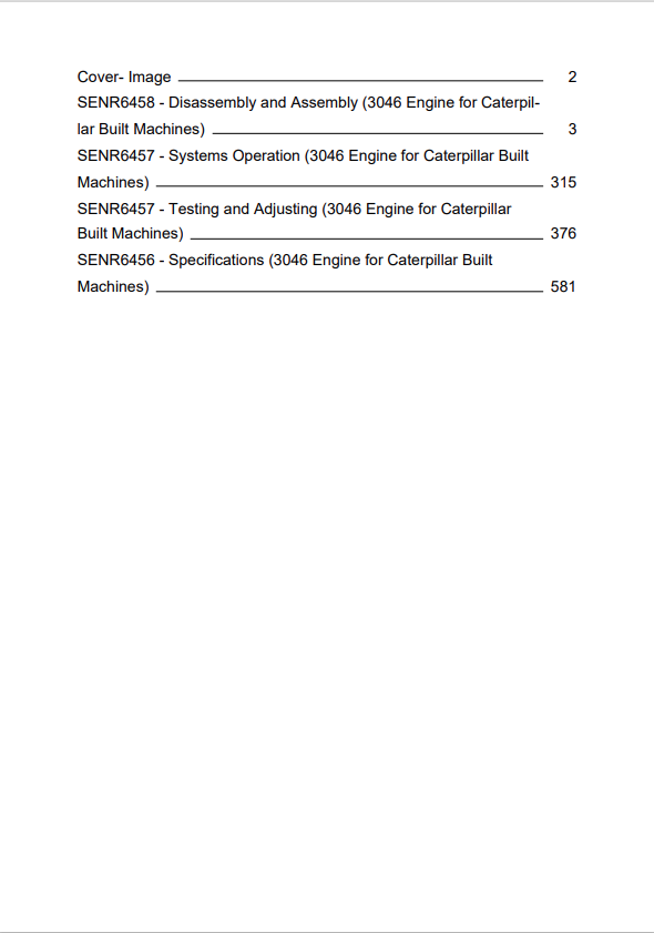 Caterpillar Cat 3046 Engine-machine Service And Repair Manual PDF | S/N 5XK