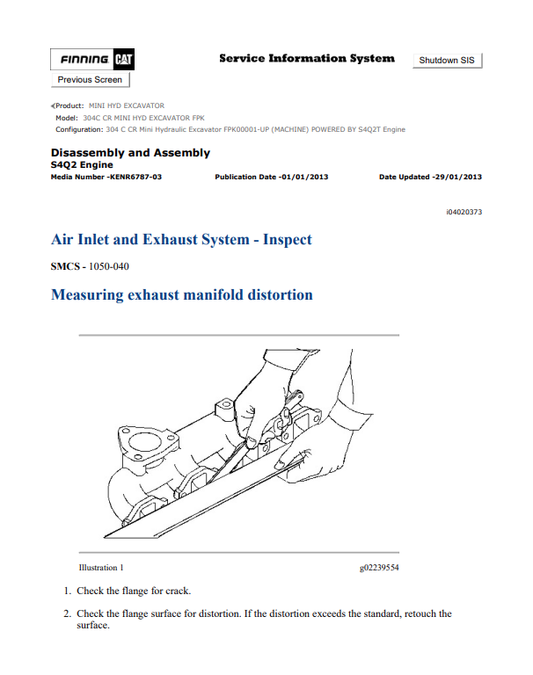 Caterpillar Cat 304C CR Mini HYD Excavator Service and Repair Manual PDF | S/N FPK