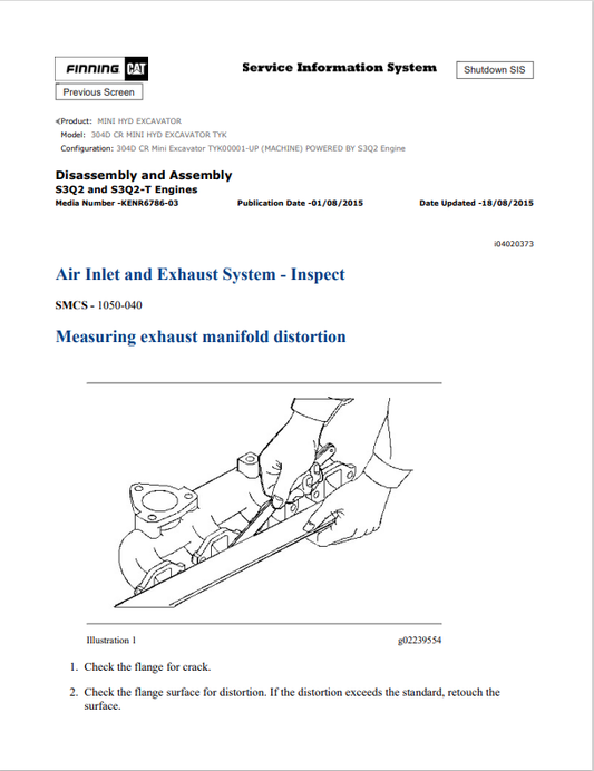 Caterpillar Cat 304D CR Mini HYD Excavator Service and Repair Manual PDF | S/N TYK