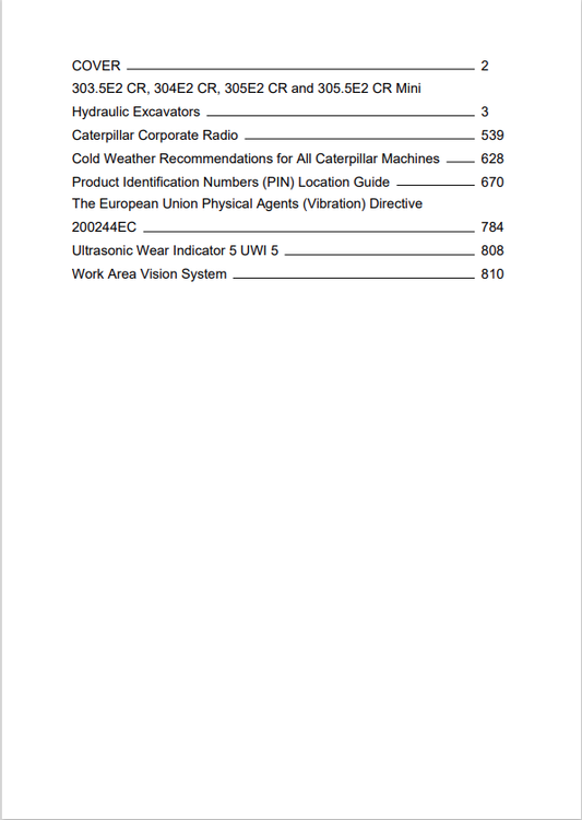 Caterpillar Cat 304E2 CR Mini Hydraulic Excavator Operation and Maintenance Manual PDF | S/N KC4