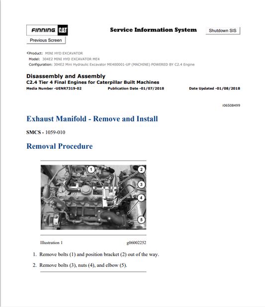 Caterpillar Cat 304E2 Mini HYD Excavator Service and Repair Manual PDF | S/N ME4