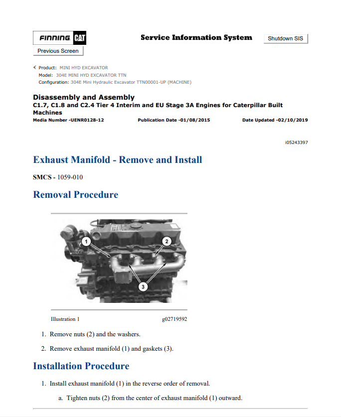 Caterpillar Cat 304E Mini HYD Excavator Service and Repair Manual PDF | S/N TTN