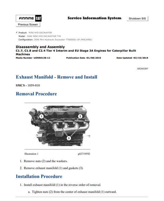 Caterpillar Cat 304E Mini HYD Excavator Service and Repair Manual PDF | S/N TTN