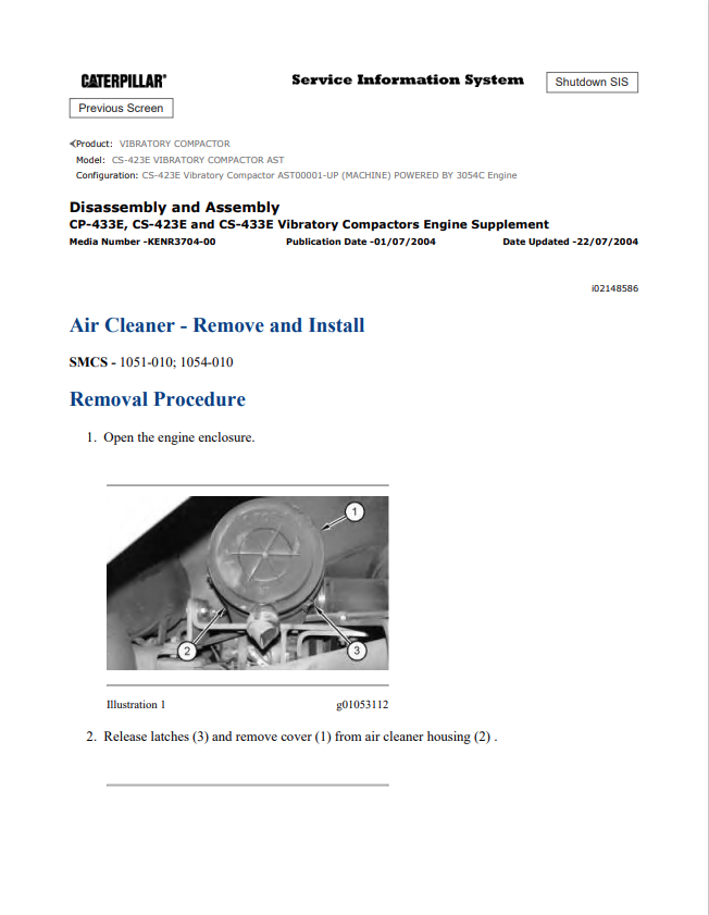 Caterpillar Cat 3054C Engine-Machine Service and Repair Manual | S/N G4D