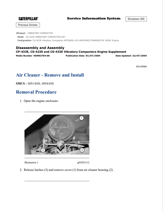 Caterpillar Cat 3054C Engine-Machine Service and Repair Manual | S/N G4D