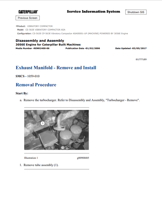 Caterpillar Cat 3056E Engine-Machine Service And Repair Manual PDF | S/N 5AF