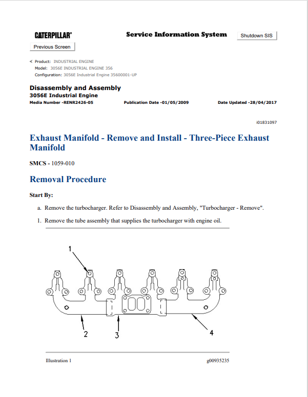 Caterpillar Cat 3056E Industrial Engine Service and Repair Manual PDF | S/N 356