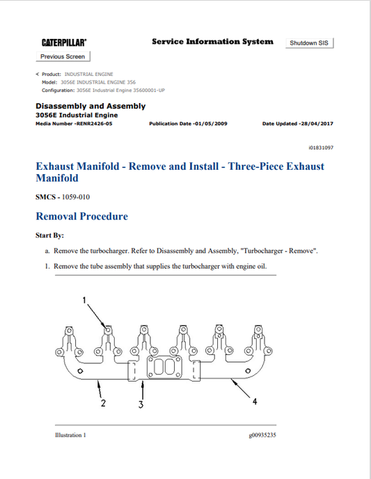 Caterpillar Cat 3056E Industrial Engine Service and Repair Manual PDF | S/N 356