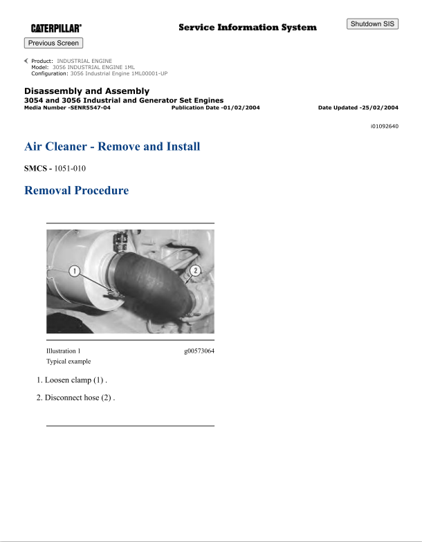 Caterpillar Cat 3056 Industrial Engine Service and Repair Manual PDF | S/N 1ML