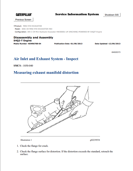 Caterpillar Cat 305C CR Mini HYD Excavator Service and Repair Manual PDF | S/N HWJ