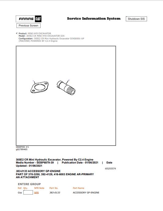 Caterpillar Cat 305E2 CR Mini HYD Excavator Parts Catalogue Manual PDF | S/N DJX