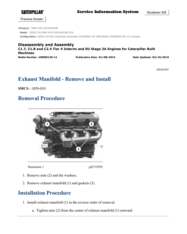Caterpillar Cat 305E2 CR Mini HYD Excavator Service and Repair Manual PDF | S/N DJX