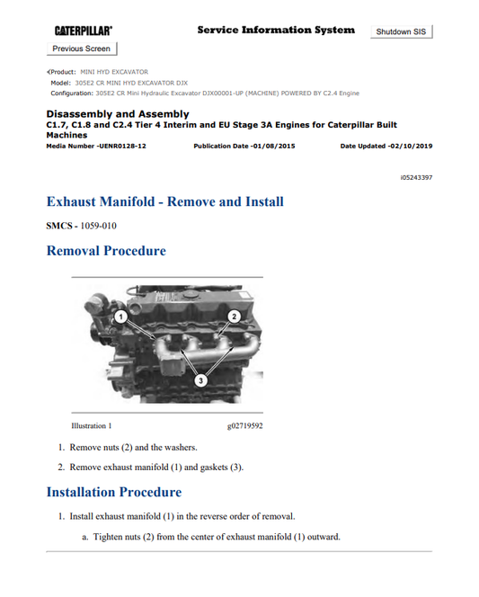 Caterpillar Cat 305E2 CR Mini HYD Excavator Service and Repair Manual PDF | S/N DJX