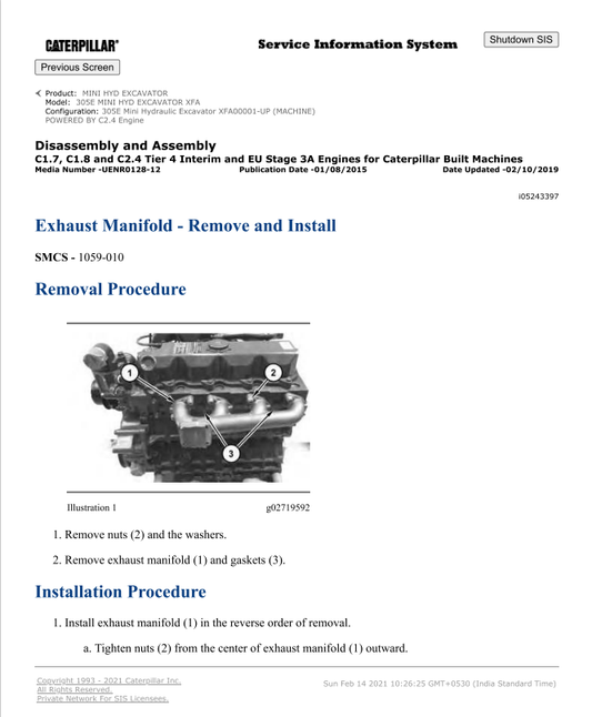 Caterpillar Cat 305E Mini HYD Excavator Service and Repair Manual PDF | S/N XFA