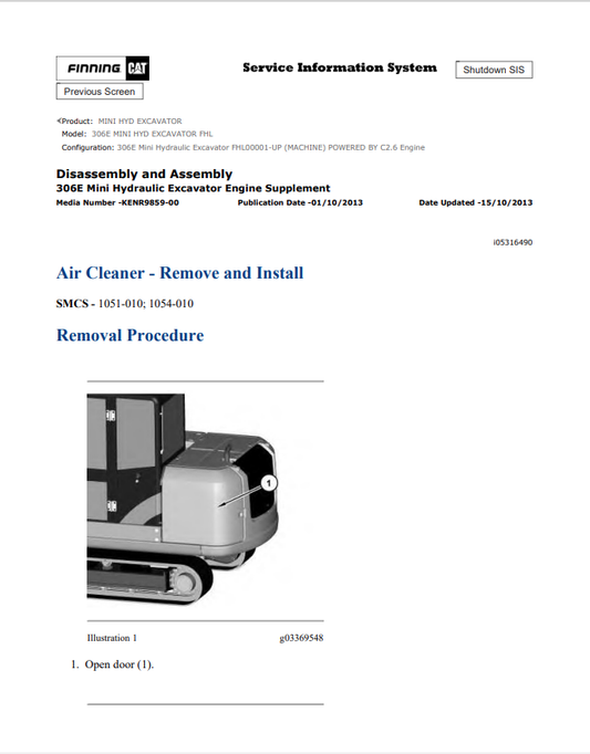 Caterpillar Cat 306E Mini HYD Excavator Service and Repair Manual PDF | S/N FHL