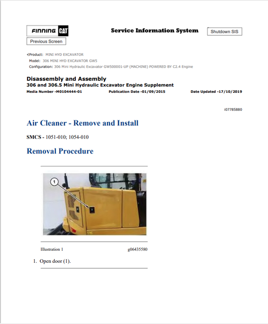 Caterpillar Cat 306 Mini HYD Excavator Service and Repair Manual PDF | S/N GW5