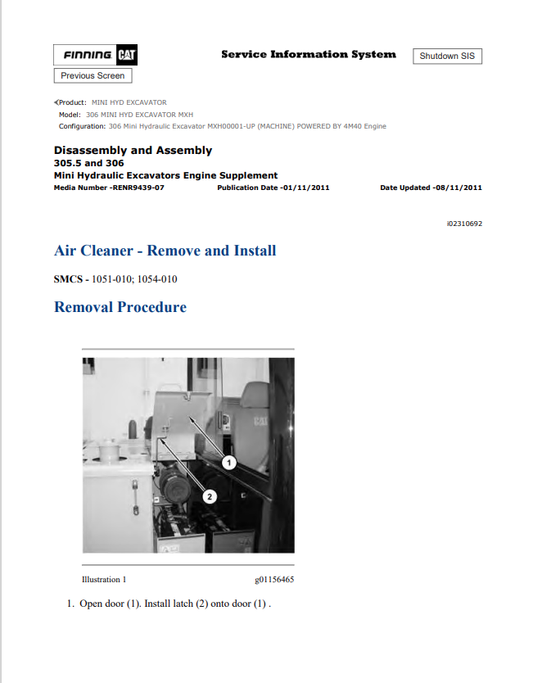 Caterpillar Cat 306 Mini HYD Excavator Service and Repair Manual PDF | S/N MXH