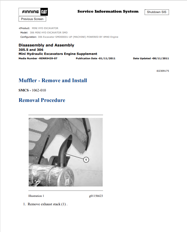 Caterpillar Cat 306 Mini HYD Excavator Service and Repair Manual PDF | S/N SMD