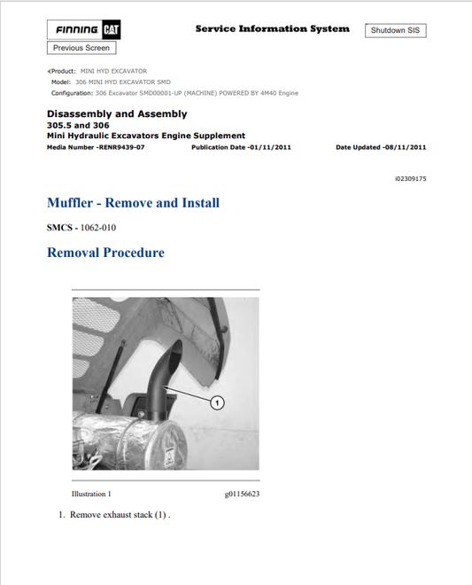 Caterpillar Cat 306 Mini HYD Excavator Service and Repair Manual PDF | S/N SMD
