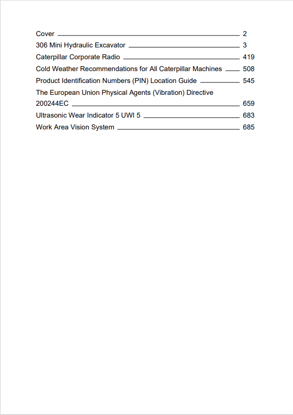 Caterpillar Cat 306 Mini Hydraulic Excavator Operation and Maintenance Manual PDF | S/N MXH