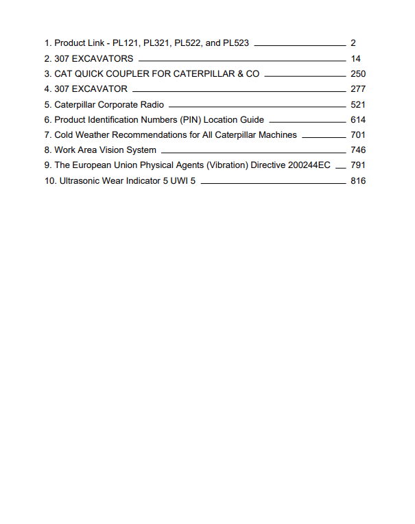 Caterpillar Cat 307-A Excavator Operation And Maintenance Manual PDF | S/N 2PM
