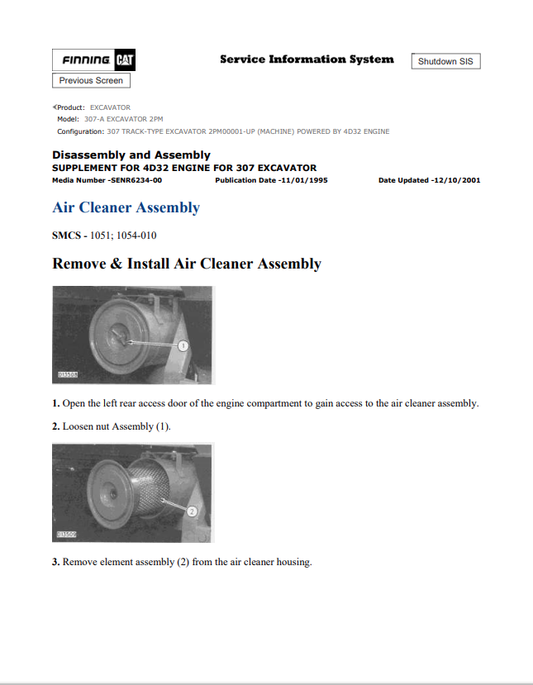 Caterpillar Cat 307-A Excavator Service and Repair Manual PDF | S/N 2PM