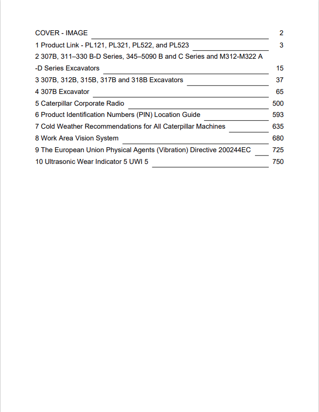 Caterpillar Cat 307B Mini HYD Excavator Operation and Maintenance Manual PDF | S/N AFB