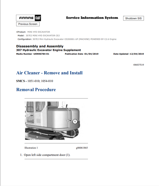 Caterpillar Cat 307E2 Mini HYD Excavator Service and Repair Manual PDF | S/N CE2