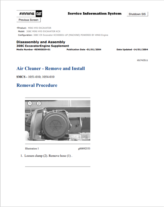 Caterpillar Cat 308C Mini HYD Excavator Service and Repair Manual PDF | S/N KCX
