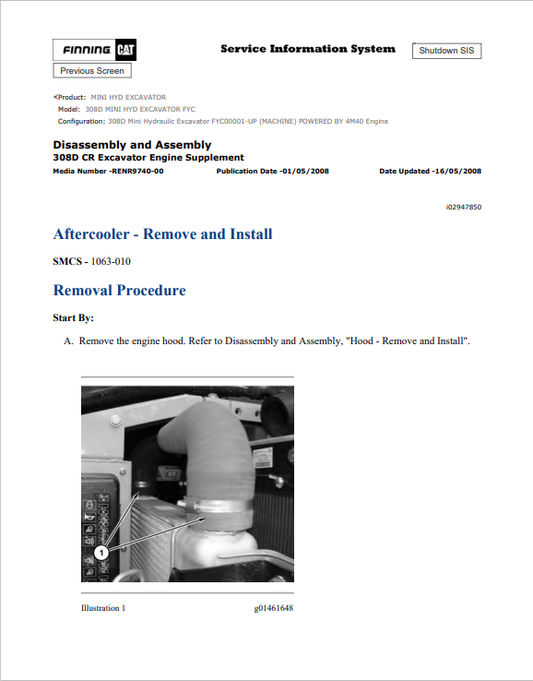 Caterpillar Cat 308D Mini HYD Excavator Service and Repair Manual PDF | S/N FYC