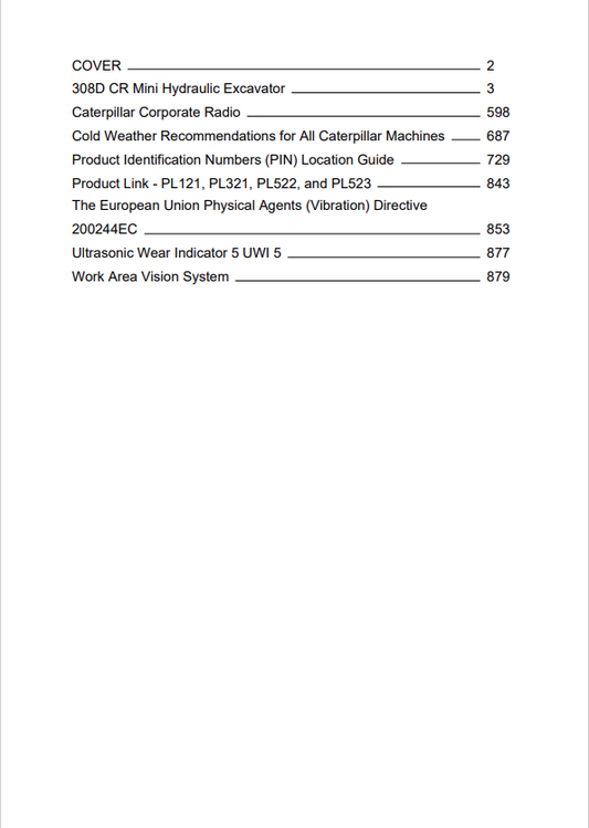 Caterpillar Cat 308D Mini Hydraulic Excavator Operation and Maintenance Manual PDF | S/N GBT