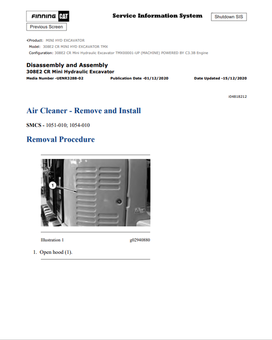 Caterpillar Cat 308E2 CR Mini HYD Excavator Service and Repair Manual PDF | S/N TMX