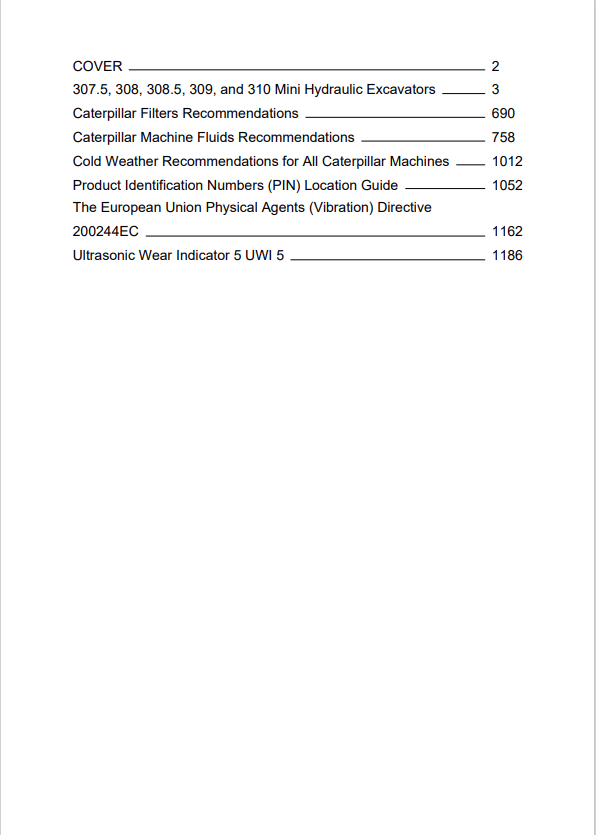 Caterpillar Cat 308 Mini Hydraulic Excavator Operation and Maintenance Manual PDF | S/N GW8
