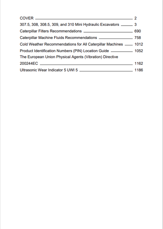 Caterpillar Cat 308 Mini Hydraulic Excavator Operation and Maintenance Manual PDF | S/N GW8