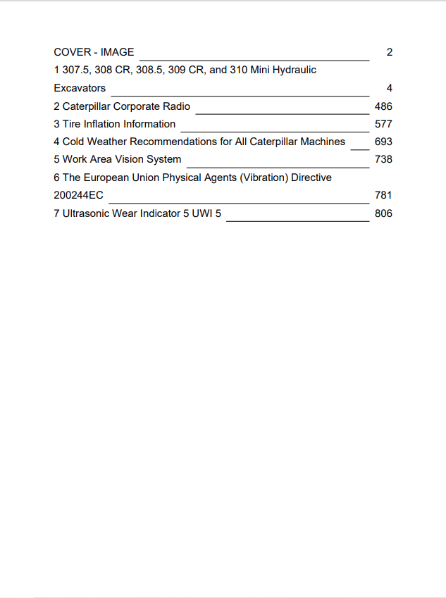 Caterpillar Cat 310 Mini HYD Excavator Operation and Maintenance Manual PDF | S/N GWT
