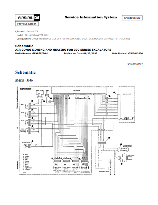 Caterpillar Cat 311-A Excavator Electrical And Hydraulic Schematic Manual PDF | S/N 2KM