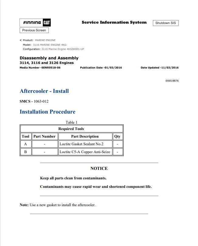 Caterpillar Cat 3116 Marine Engine Service And Repair Manual PDF | S/N 4KG