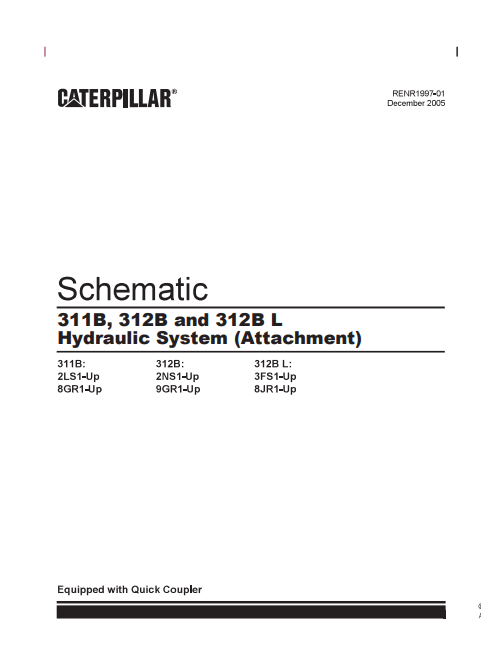 Caterpillar Cat 311B Excavator Electrical And Hydraulic Schematic Manual PDF | S/N 8HR,2LS