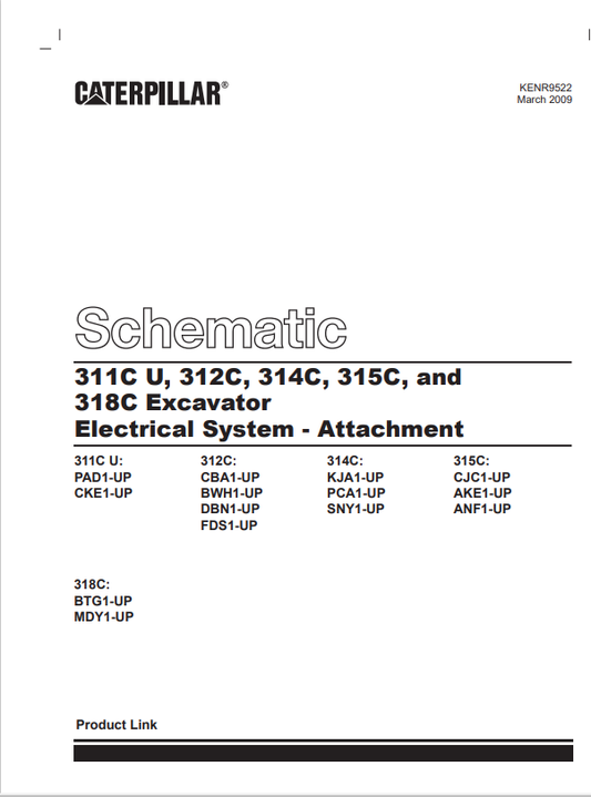 Caterpillar Cat 311C Excavator Schematic Manual PDF | S/N CKE