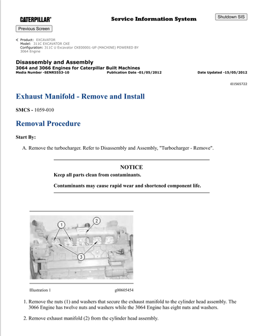 Caterpillar Cat 311C Excavator Service and Repair Manual PDF | S/N CKE