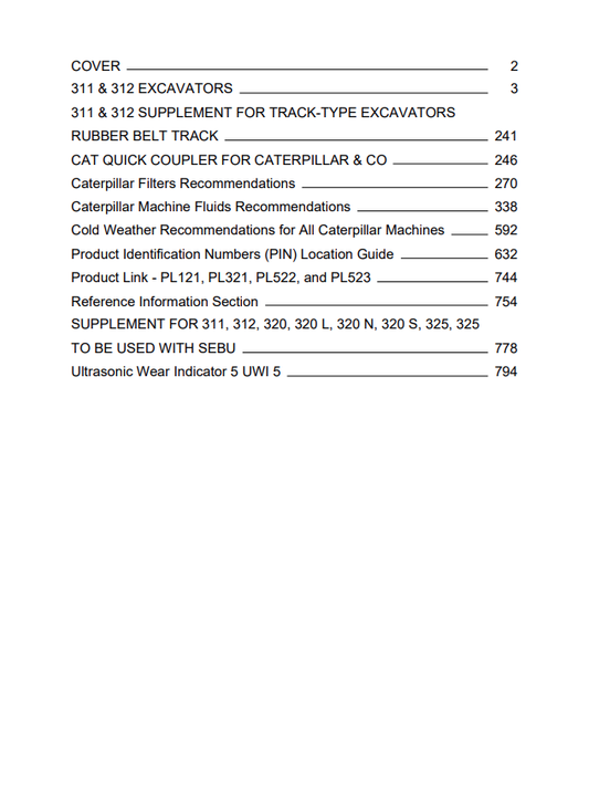 Caterpillar Cat 312-A Excavator Operation and Maintenance Manual PDF | S/N 6GK