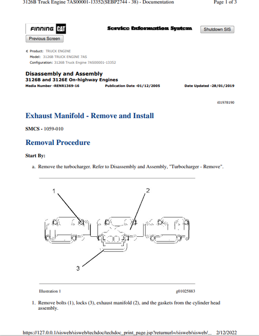 Caterpillar Cat 3126B Truck Engine Service and Repair Manual PDF | S/N 7AS